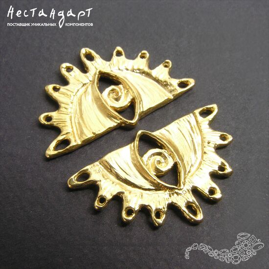 Подвеска-коннектор Golden Eye латунь 30х18 мм, изображение 3