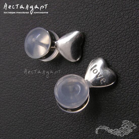 Заглушки комбинированные с поддержкой Love Rhodium Plated (пара)