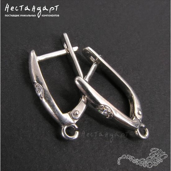 Швензы Perfection Sterling Silver Rhodium Plated 18x2,5 мм (пара), изображение 3