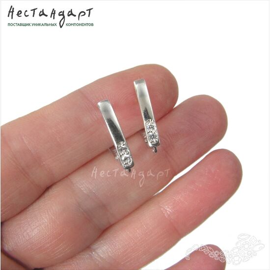 Швензы Line Sterling Silver Rhodium Plated 16x3 мм (пара), изображение 2