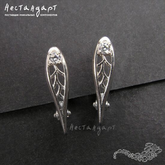 Швензы Fairy Sterling Silver Rhodium Plated 19х7 мм (пара)