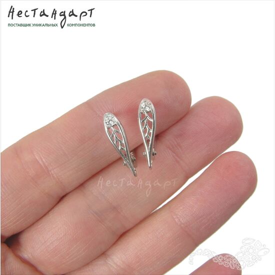 Швензы Fairy Sterling Silver Rhodium Plated 19х7 мм (пара), изображение 2