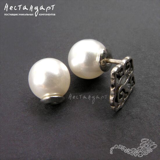 Стопперы-заглушки для пусет Rhodium Pearl 8 мм (пара), изображение 3