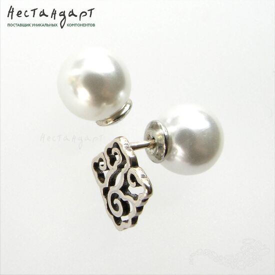 Стопперы-заглушки для пусет Rhodium Pearl 8 мм (пара), изображение 4