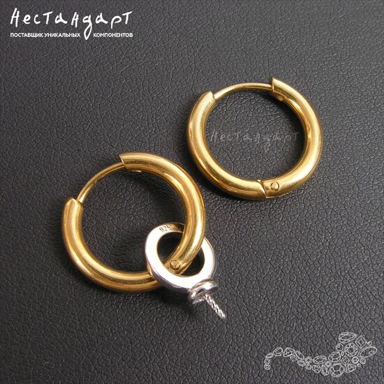 Швензы с бейлами Gold Stainless Steel Ring (пара) (17 мм), Размер: 17 мм, изображение 3