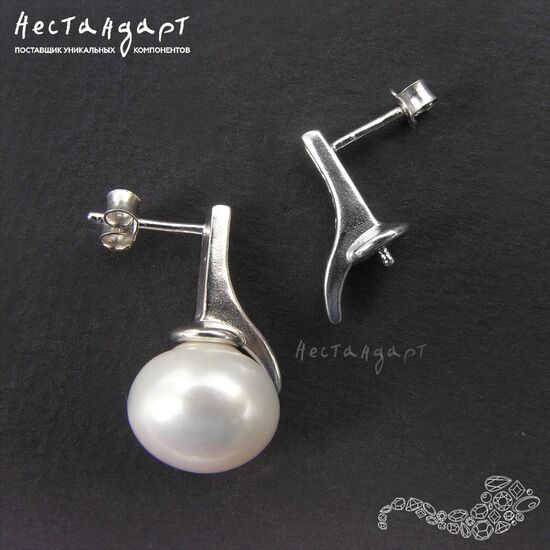 Основы для пусет со штифтом Finesse Rhodium Plated 16х3 мм (пара)