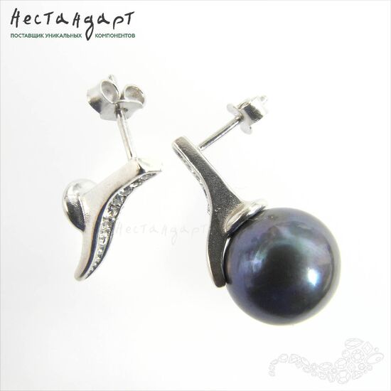 Основы для пусет со штифтом Finesse Rhodium Plated 16х3 мм (пара), изображение 4