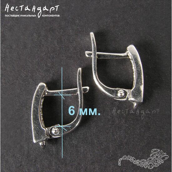 Швензы Lyre Sterling Silver Rhodium Plated 12 мм (пара), изображение 3