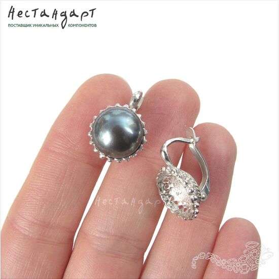 Швензы с сеттингом Tiara Rhodium Plated 19 мм (пара), изображение 2