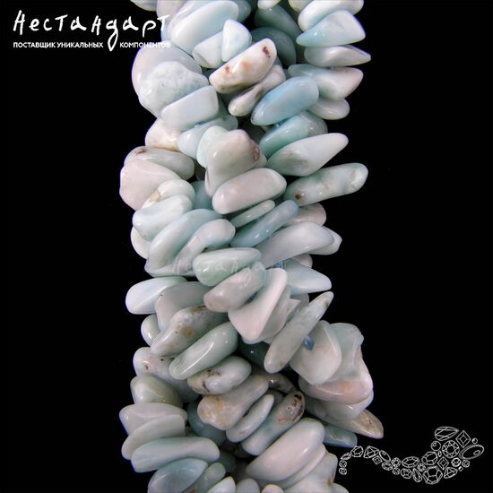 Ларимар натуральный Free Form 8-15 мм (нить 10 см)