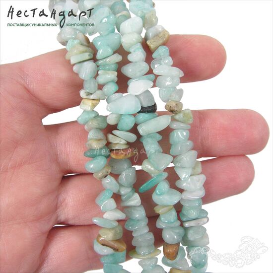 Амазонит натуральный Free Form 6-12 мм (нить 16 см), изображение 2