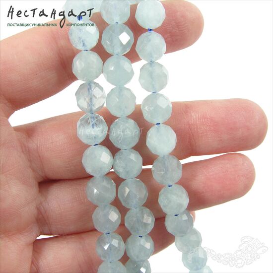 Берилл-аквамарин натуральный Faceted Ball 8-8,5 мм, изображение 2