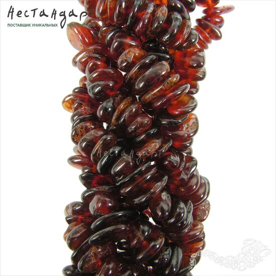 Гранат гессонит натуральный галтованный рондель Beach Pebbles 6-12 мм (нить 20 см)