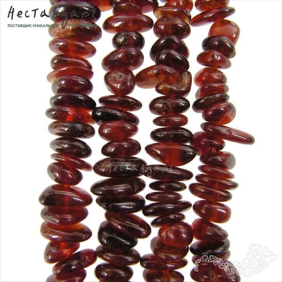 Гранат гессонит натуральный галтованный рондель Beach Pebbles 6-12 мм (нить 20 см), изображение 2