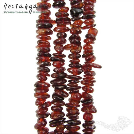 Гранат гессонит натуральный галтованный рондель Beach Pebbles 6-12 мм (нить 20 см), изображение 4