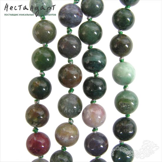 Халцедон натуральный Indian Moss 10 мм (уп. 6 шт)