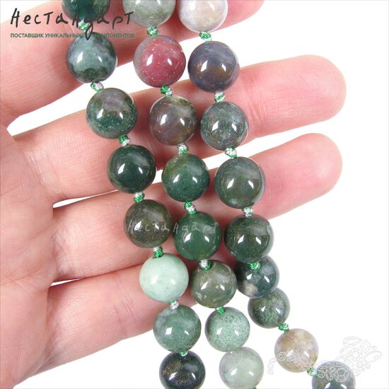 Халцедон натуральный Indian Moss 10 мм (уп. 6 шт), изображение 2