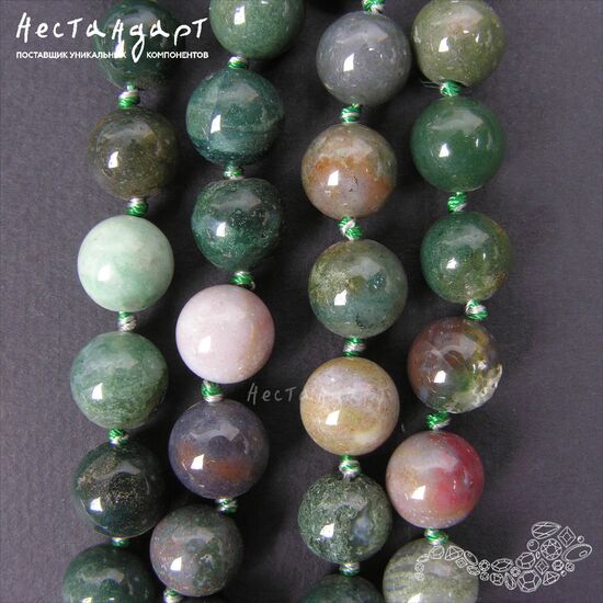 Халцедон натуральный Indian Moss 10 мм (уп. 6 шт), изображение 3