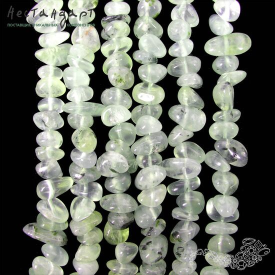 Пренит натуральный галтованный рондель Beach Pebbles 8-15 мм (нить 20 см), изображение 4