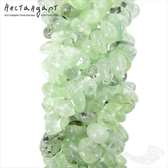 Пренит натуральный галтованный рондель Beach Pebbles 8-15 мм (нить 20 см), изображение 5