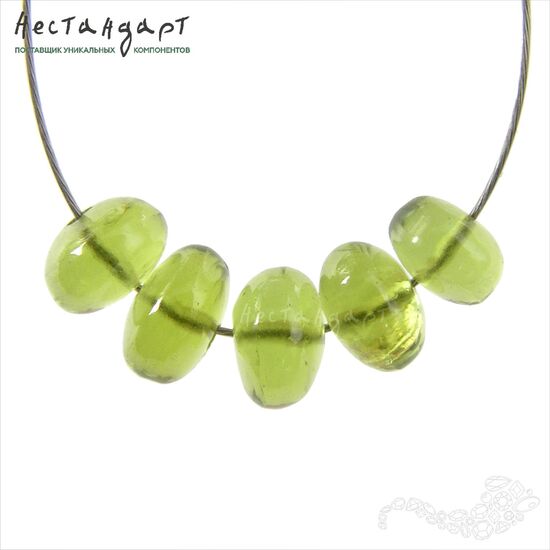 Хризолит натуральный гладкий рондель 6-7 мм, Количество: 5 шт.