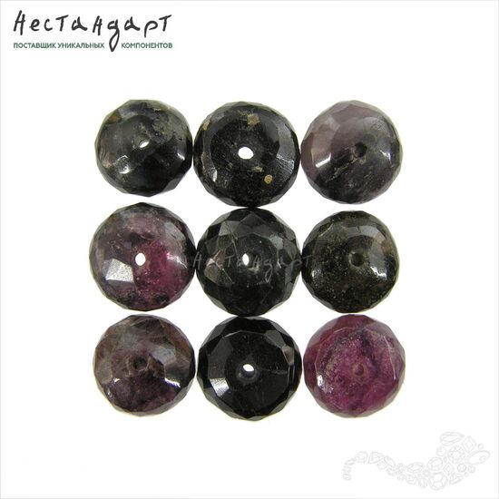 Турмалин натуральный рондель с огранкой 9х5-10х10 мм, изображение 2