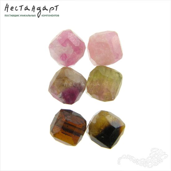 Турмалин натуральный куб с огранкой 5-6 мм (уп. 6 шт), изображение 3