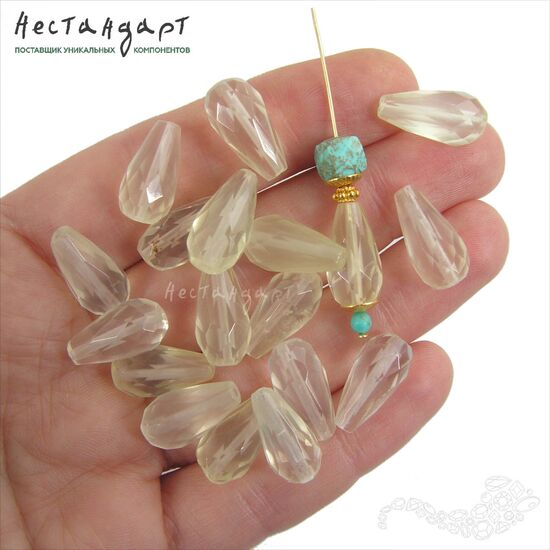 Пренит натуральный Drop Faceted 16х8,5 мм, изображение 2