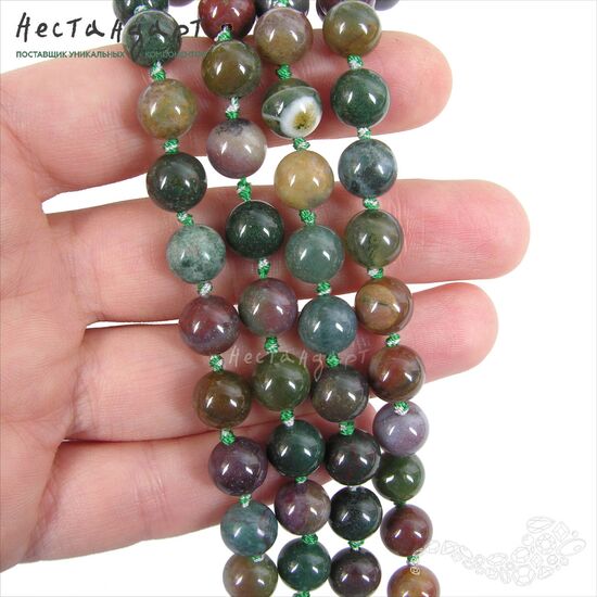 Халцедон натуральный Indian Moss 8 мм (нить 23 см.), изображение 2