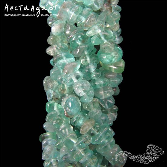 Апатит голубой натуральный Beach Pebbles 5-8 мм (нить 20 см)