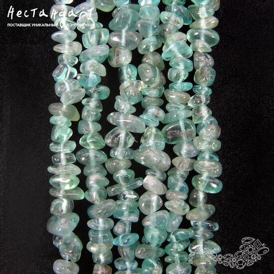 Апатит голубой натуральный Beach Pebbles 5-8 мм (нить 20 см), изображение 3