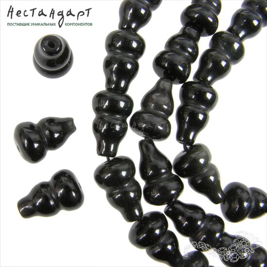 Обсидиан натуральный резной Spindle 15х10 мм