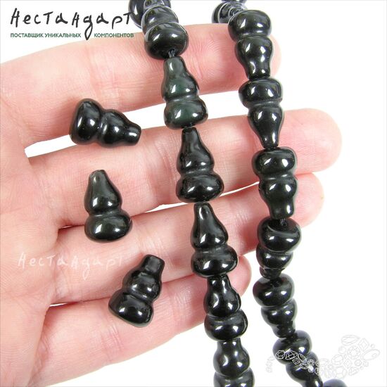 Обсидиан натуральный резной Spindle 15х10 мм, изображение 2