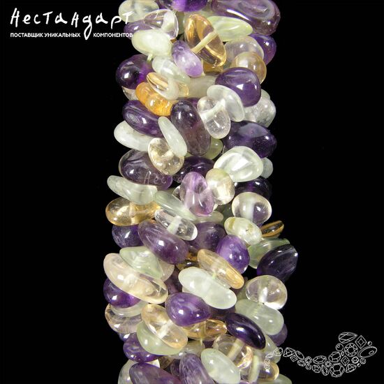 Самоцветы натуральных камней Verde Beach Pebbles 6-11 мм (нить 20 см)