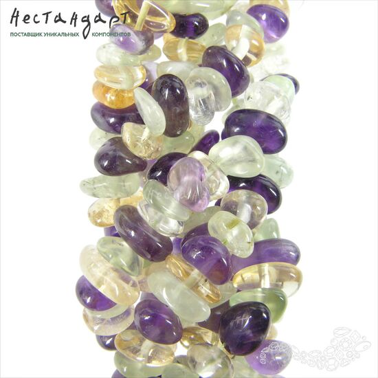 Самоцветы натуральных камней Verde Beach Pebbles 6-11 мм (нить 20 см), изображение 3