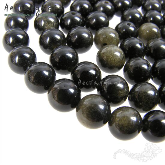 Обсидиан золотистый натуральный 8 мм (уп.10 шт.)