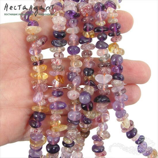 Самоцветы натуральных камней Lilla Beach Pebbles 6-11 мм (нить 20 см), изображение 2