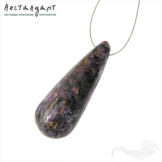 Чароит натуральный крупная капля (40x15 мм), Размер: 40x15 мм, изображение 3