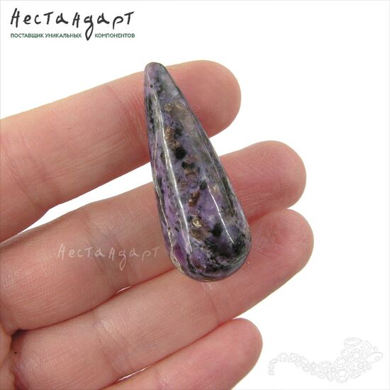 Чароит натуральный крупная капля (40x15 мм), Размер: 40x15 мм, изображение 4