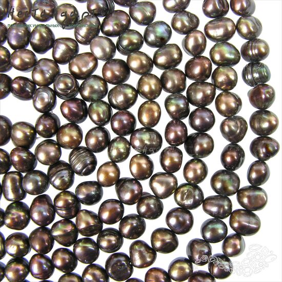 Жемчуг натуральный облагороженный Chocolate Potato 7-8 мм (нить 41 см)