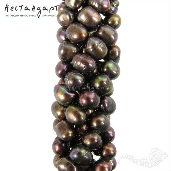 Жемчуг натуральный облагороженный Chocolate Potato 7-8 мм (нить 41 см), изображение 4