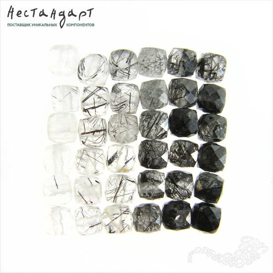 Кварц натуральный прозрачный с шерлом 4-4,5 мм (уп. 10 шт)