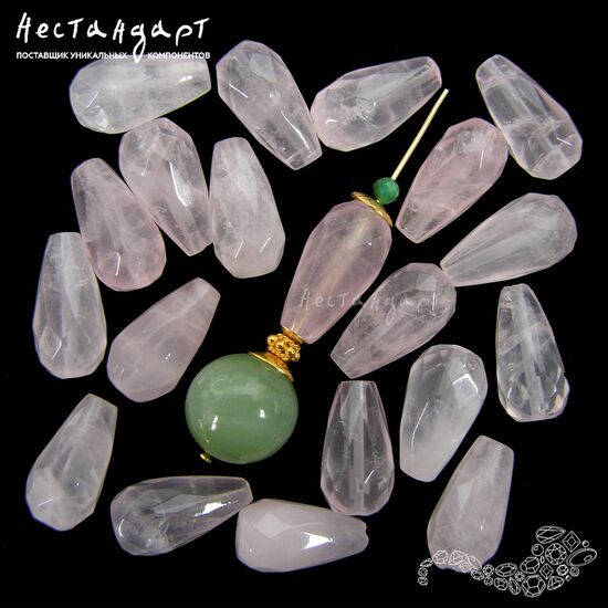Кварц розовый натуральный Drop Faceted 16х8,5 мм