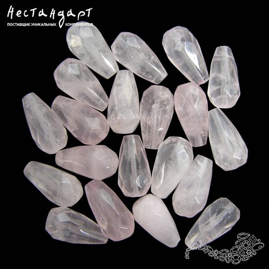 Кварц розовый натуральный Drop Faceted 16х8,5 мм, изображение 3
