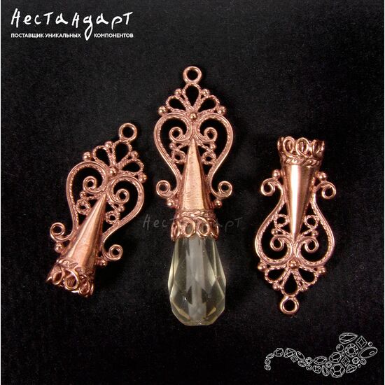 Концевик со штифтом Byzantine Filigree Patina Copper 27х12 мм, изображение 3