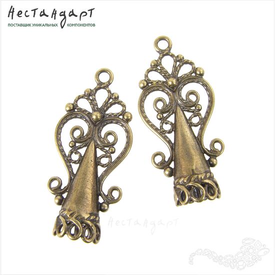 Концевик со штифтом Byzantine Filigree Patina Bronze 27х12 мм, изображение 4