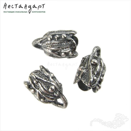 Концевик с петлей Shibori Silver Plated 12х8 мм