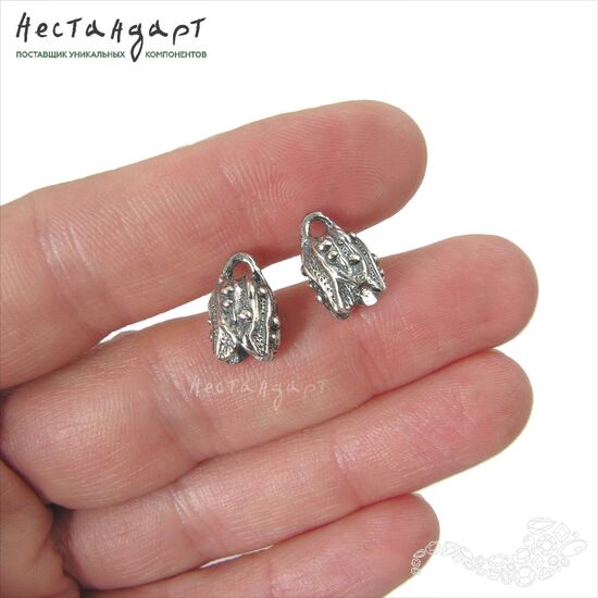 Концевик с петлей Shibori Silver Plated 12х8 мм, изображение 2