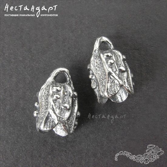 Концевик с петлей Shibori Silver Plated 12х8 мм, изображение 3