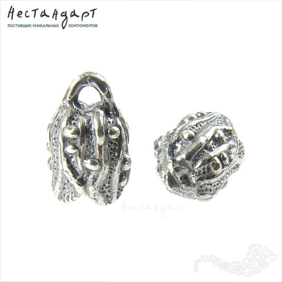 Концевик с петлей Shibori Silver Plated 12х8 мм, изображение 4
